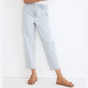 Madewell jeans Balloon wide baggy leg high rise light wash elastic waist small